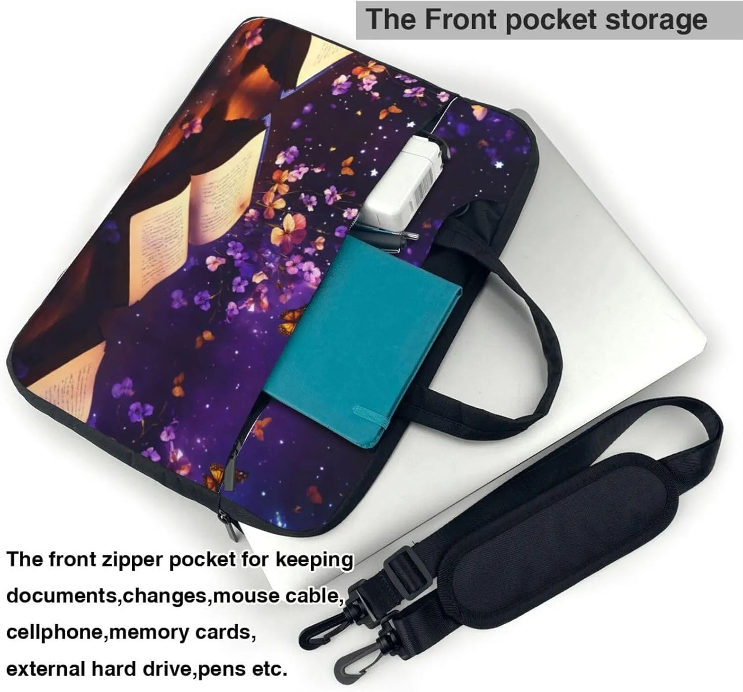 Butterfly Print Work Casual Office Laptop Shoulder Messenger Bag 13 inch 14 inch 15.6 inch
