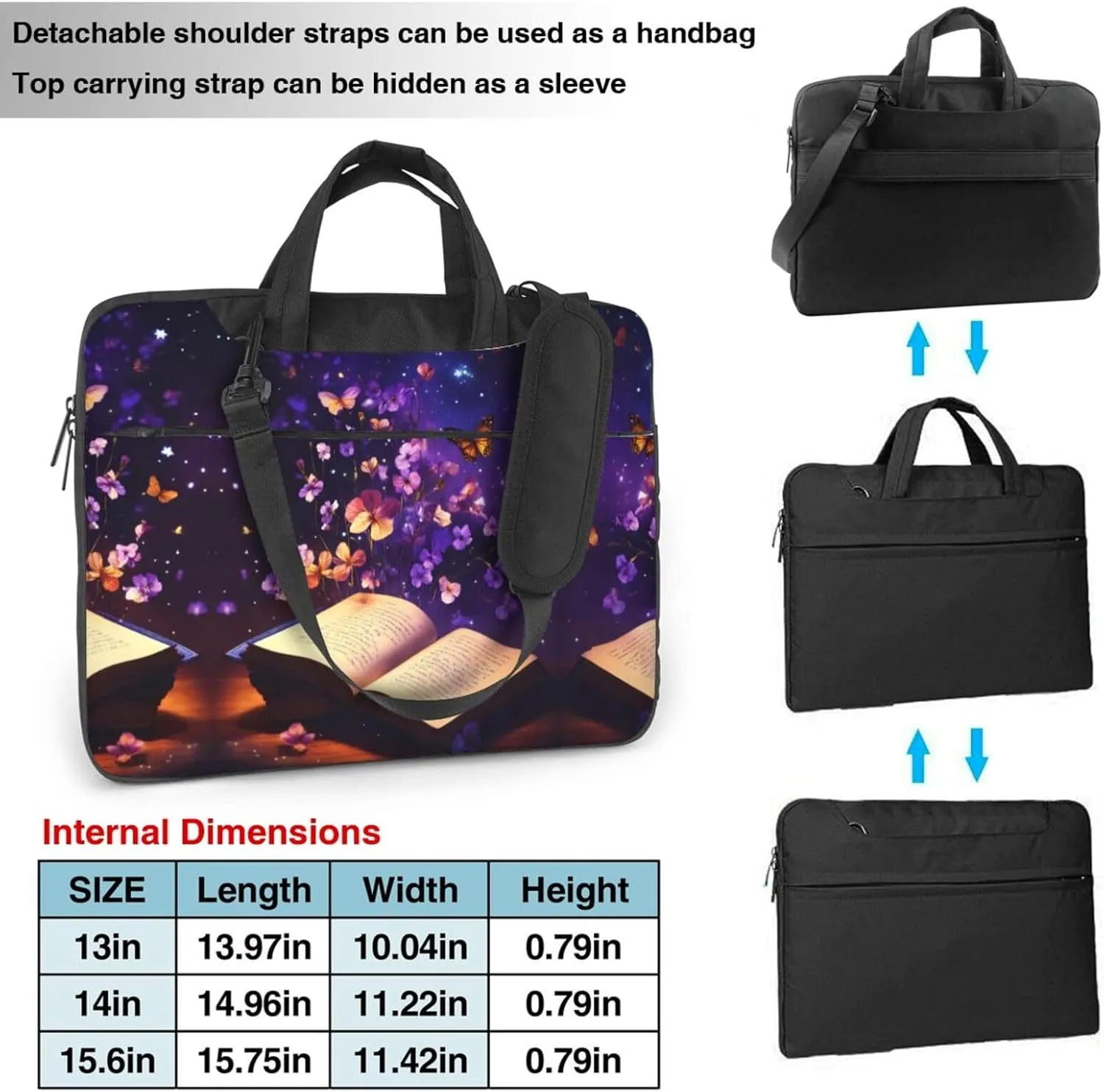 Butterfly Print Work Casual Office Laptop Shoulder Messenger Bag 13 inch 14 inch 15.6 inch