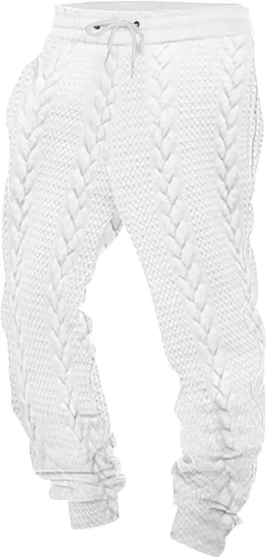 Cambkatl Men's Knit Jacquard Joggers Athletic Casual Sweatpants Drawstring Elastic Waist Sports Track Pants with Pockets