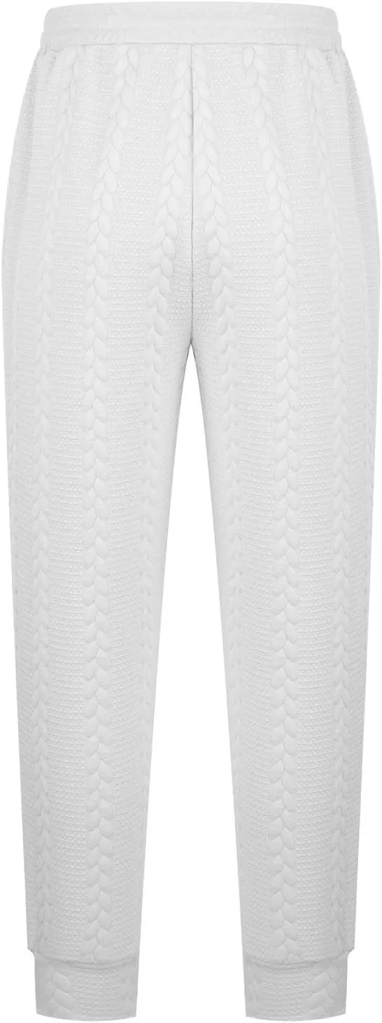 Cambkatl Men's Knit Jacquard Joggers Athletic Casual Sweatpants Drawstring Elastic Waist Sports Track Pants with Pockets
