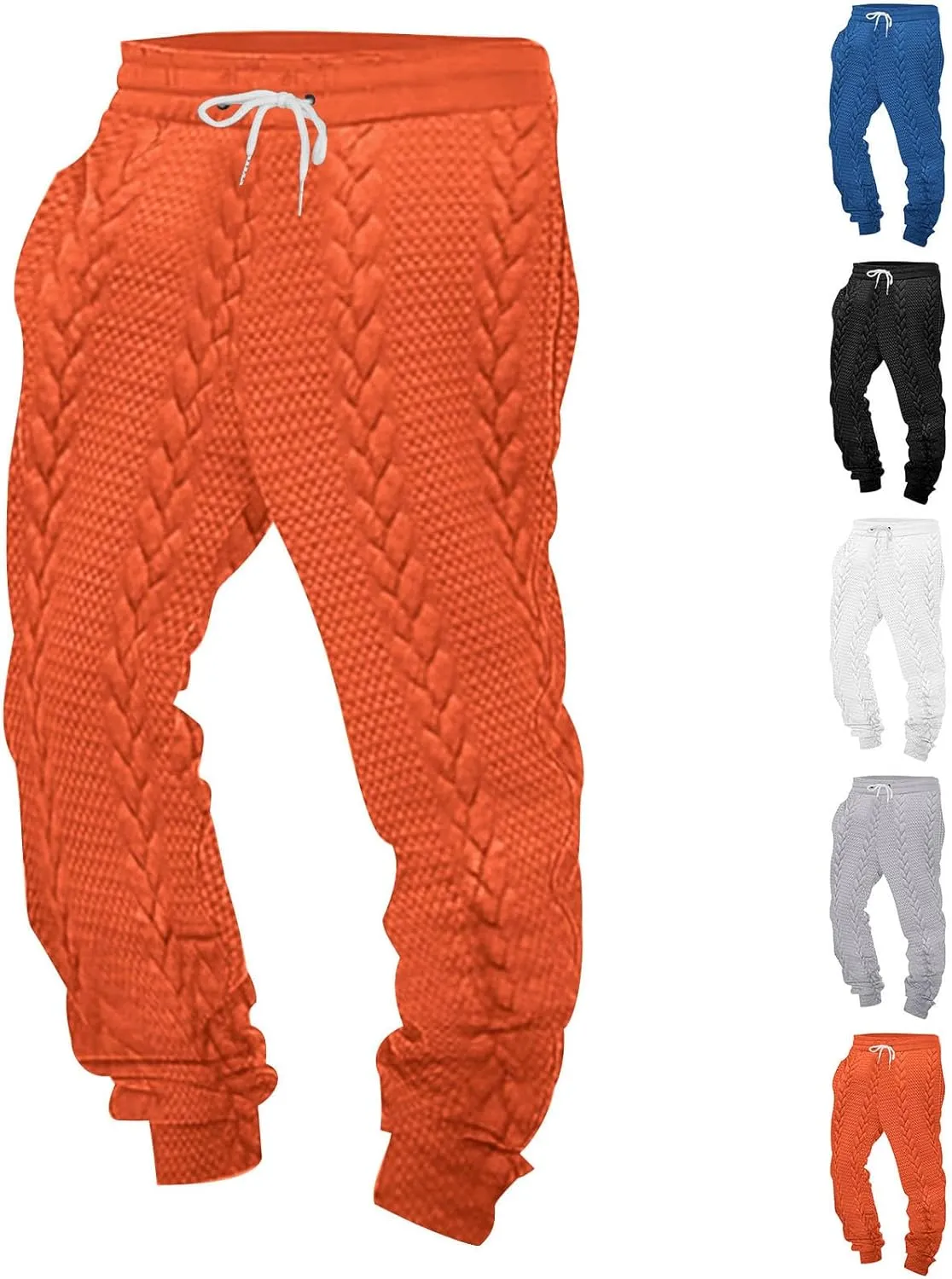 Cambkatl Men's Knit Jacquard Joggers Athletic Casual Sweatpants Drawstring Elastic Waist Sports Track Pants with Pockets