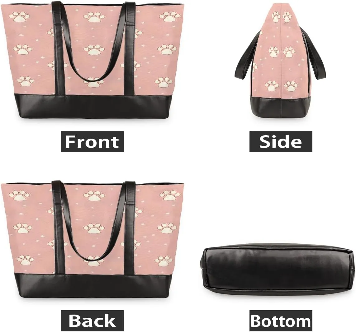 Canvas Laptop Tote Bag for Women Heart Print Snowflake Red 15.6 Inch Large Capacity Computer Bag