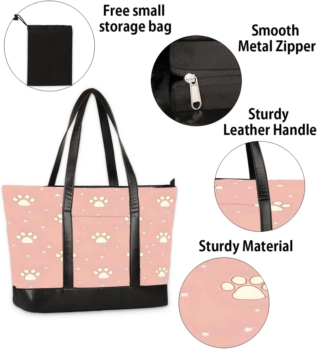 Canvas Laptop Tote Bag for Women Heart Print Snowflake Red 15.6 Inch Large Capacity Computer Bag