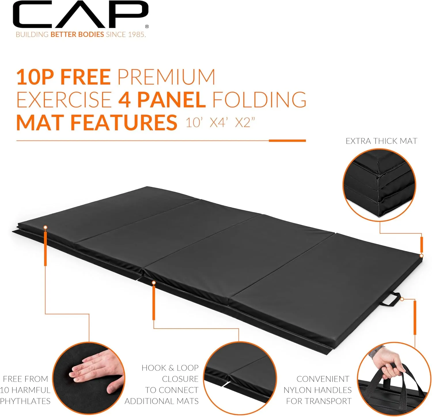 CAP Barbell All Purpose Folding Anti Tear Exercise Training Aerobic Fitness Gym & Gymnastics Balance Mat | Multiple colors