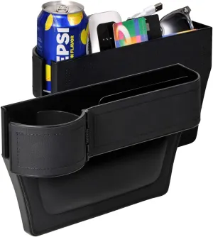 Car Seat Gap Filler Organizer, 2 Pack Multifunctional Car Seat Organizer with Adjustable Cup Holder, Universal Car Seat Storage Box for Phone, Glasses