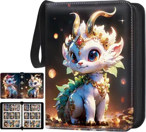 Card Binder for Trading Cards 9-pocket,900 Pockets.Trading Card Holder Album Book Case for TCG Cards.with 50 Removable Sleeves.for Collectors Boys Girls Toys Gift(black)