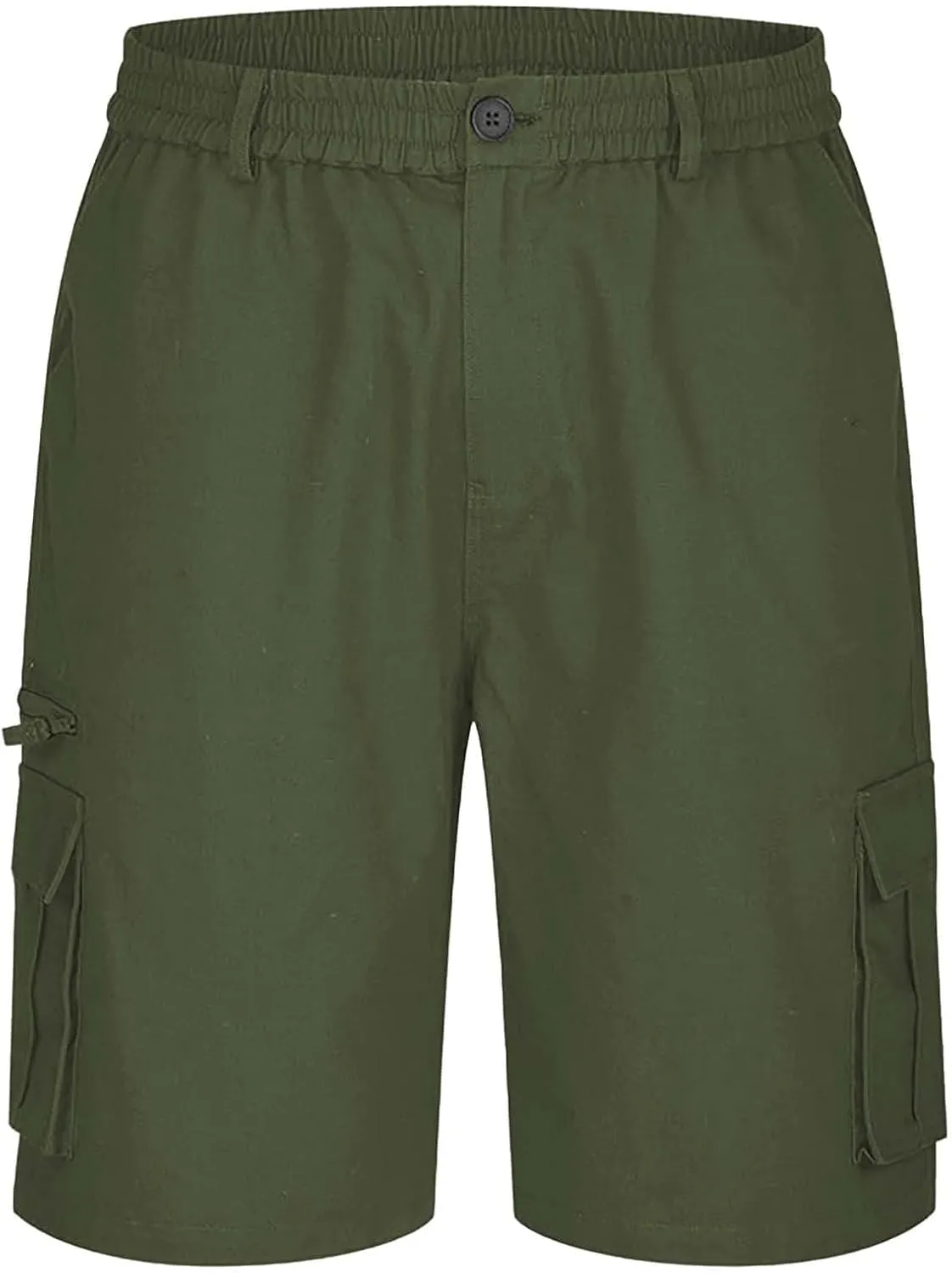 Cargo Shorts for Men Elastic Waist Summer Casual Bermuda Shorts Stretchy Button Fly Work Shorts with Multi Pockets