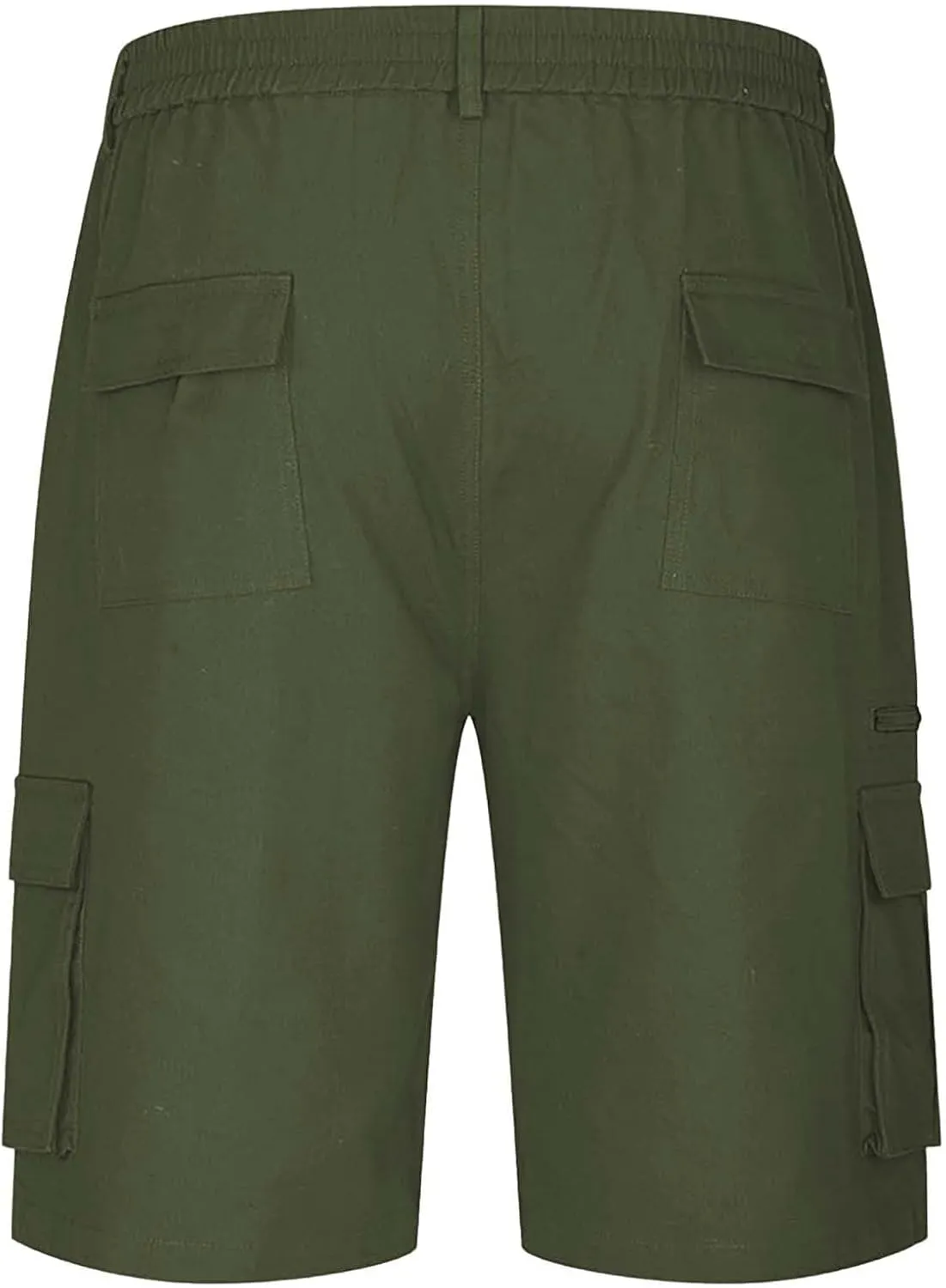 Cargo Shorts for Men Elastic Waist Summer Casual Bermuda Shorts Stretchy Button Fly Work Shorts with Multi Pockets
