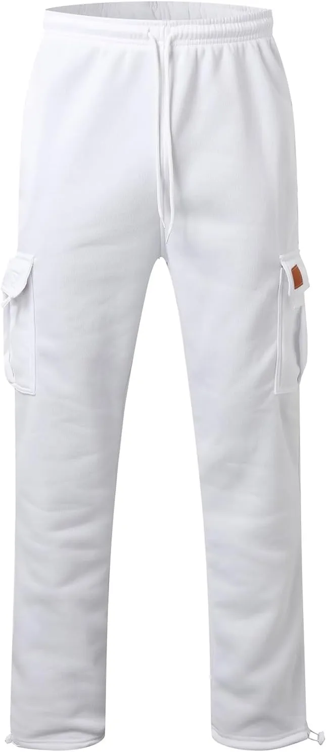 Cargo Sweatpants for Men Sports Casual Stretch Elastic Waist Drawstring Trousers Loose Fit Joggers with Pockets