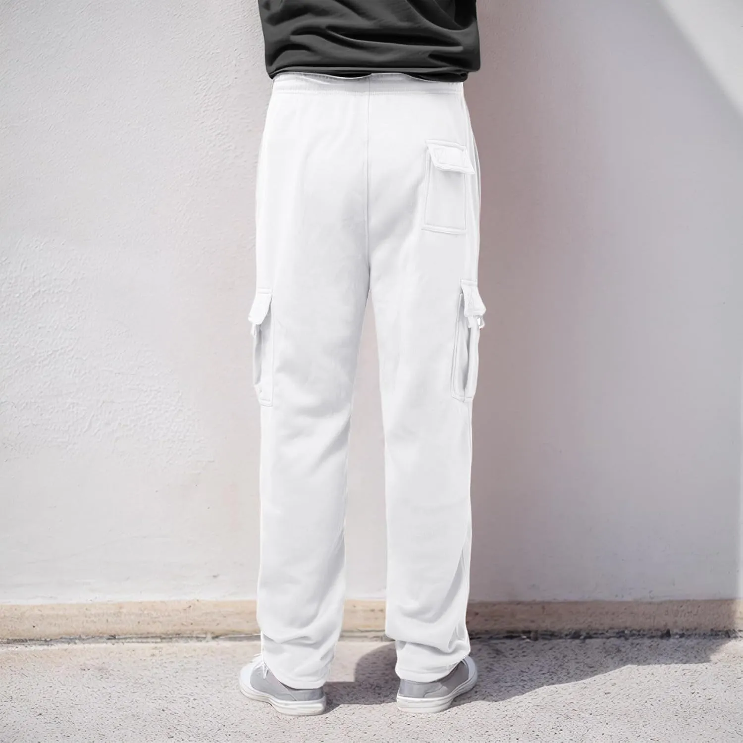Cargo Sweatpants for Men Sports Casual Stretch Elastic Waist Drawstring Trousers Loose Fit Joggers with Pockets
