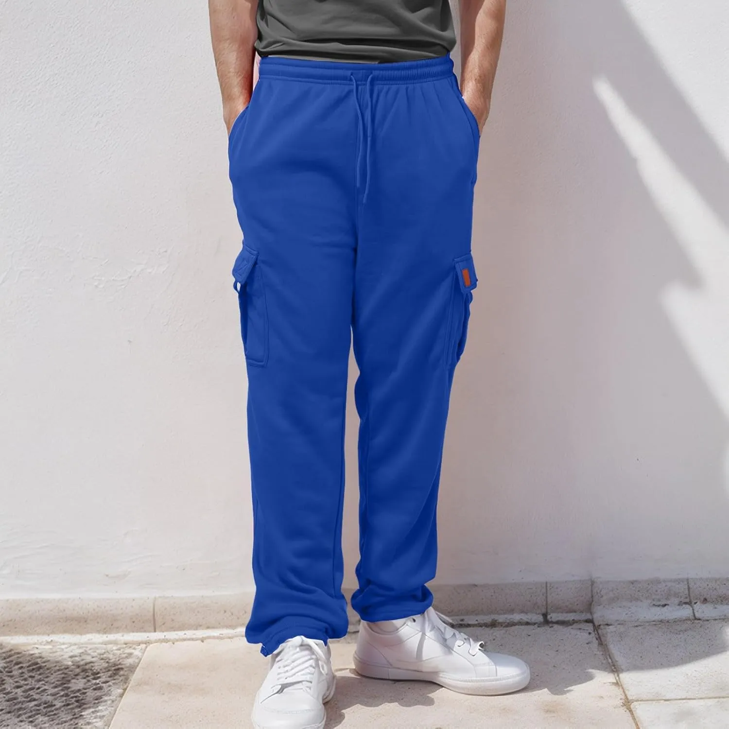 Cargo Sweatpants for Men Sports Casual Stretch Elastic Waist Drawstring Trousers Loose Fit Joggers with Pockets