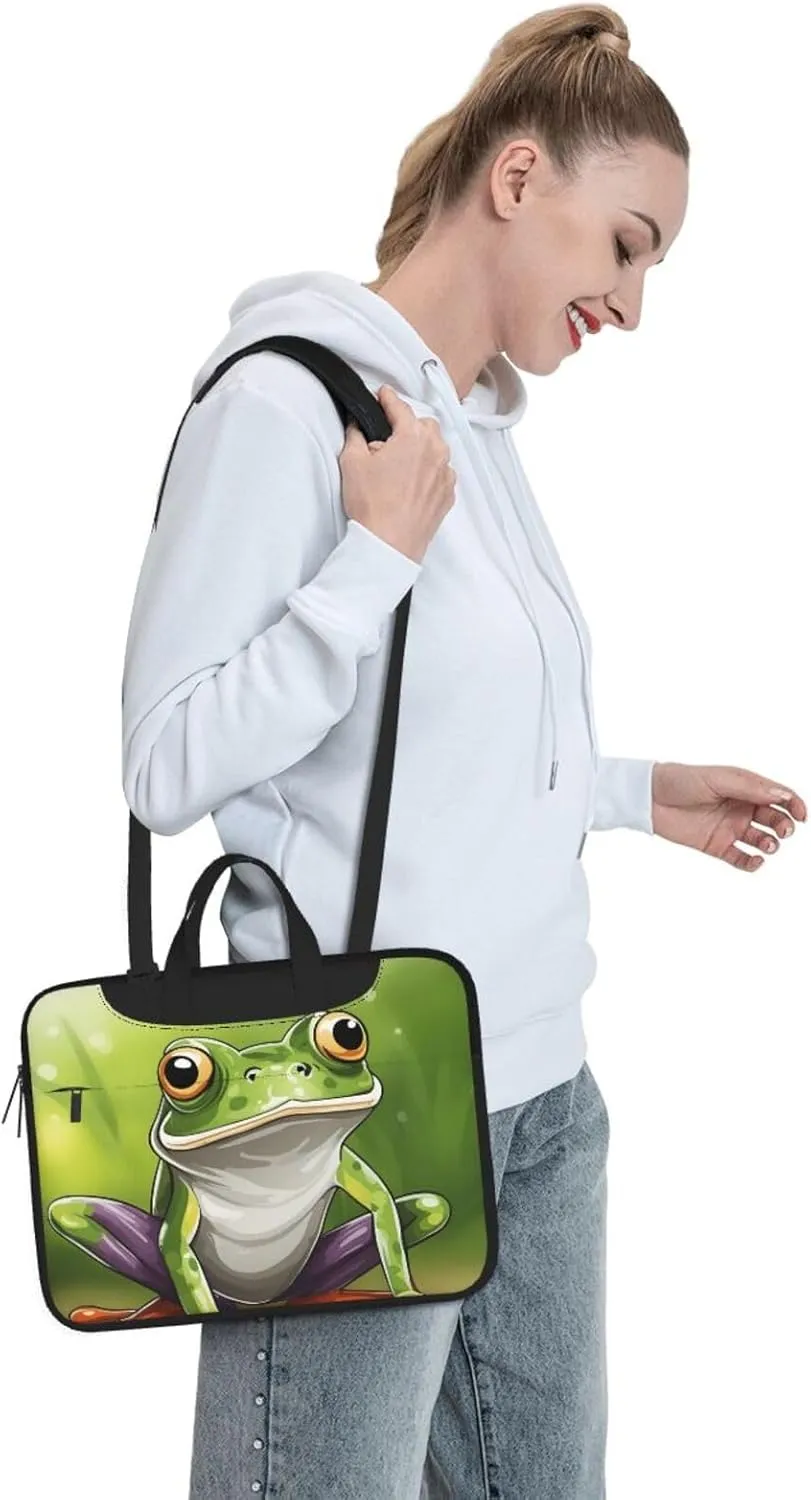 Cartoon frog Print Messenger Bag & Case Shoulder Strap Fashionable Laptop Bag for Business Travel