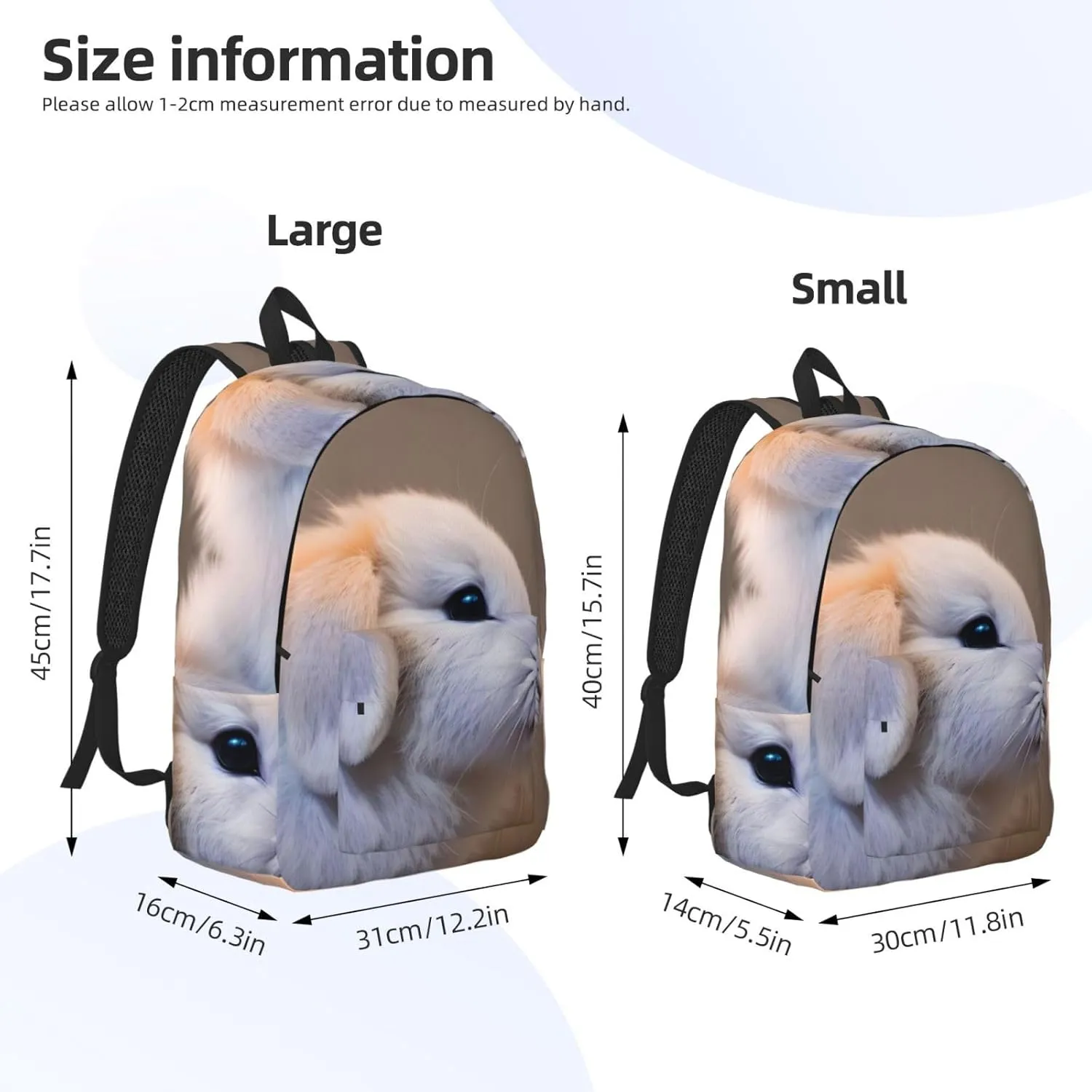 Casual Canvas Backpack, Laptop Rucksack,Shoulder Travel Camping Hiking Backpacks for Men Women-cry rabbit