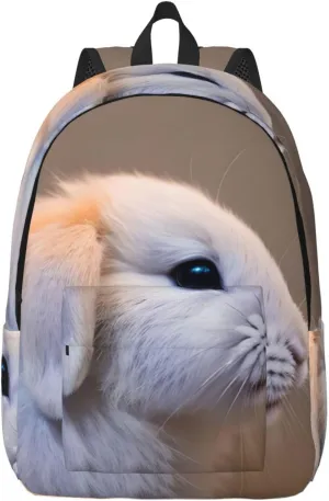 Casual Canvas Backpack, Laptop Rucksack,Shoulder Travel Camping Hiking Backpacks for Men Women-cry rabbit
