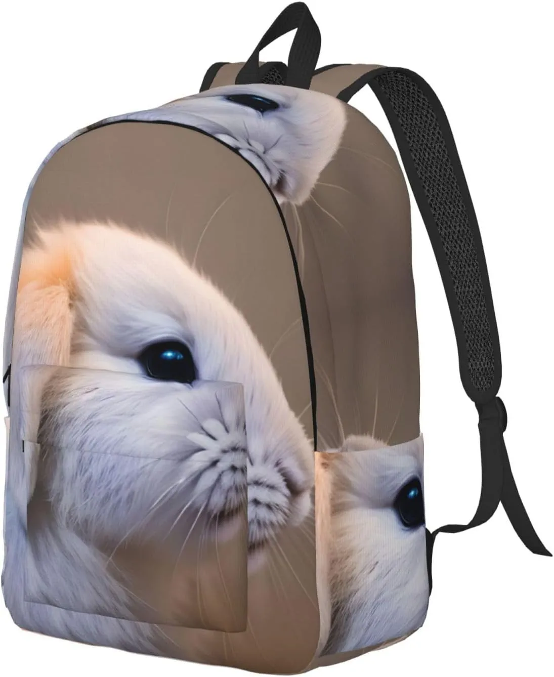 Casual Canvas Backpack, Laptop Rucksack,Shoulder Travel Camping Hiking Backpacks for Men Women-cry rabbit