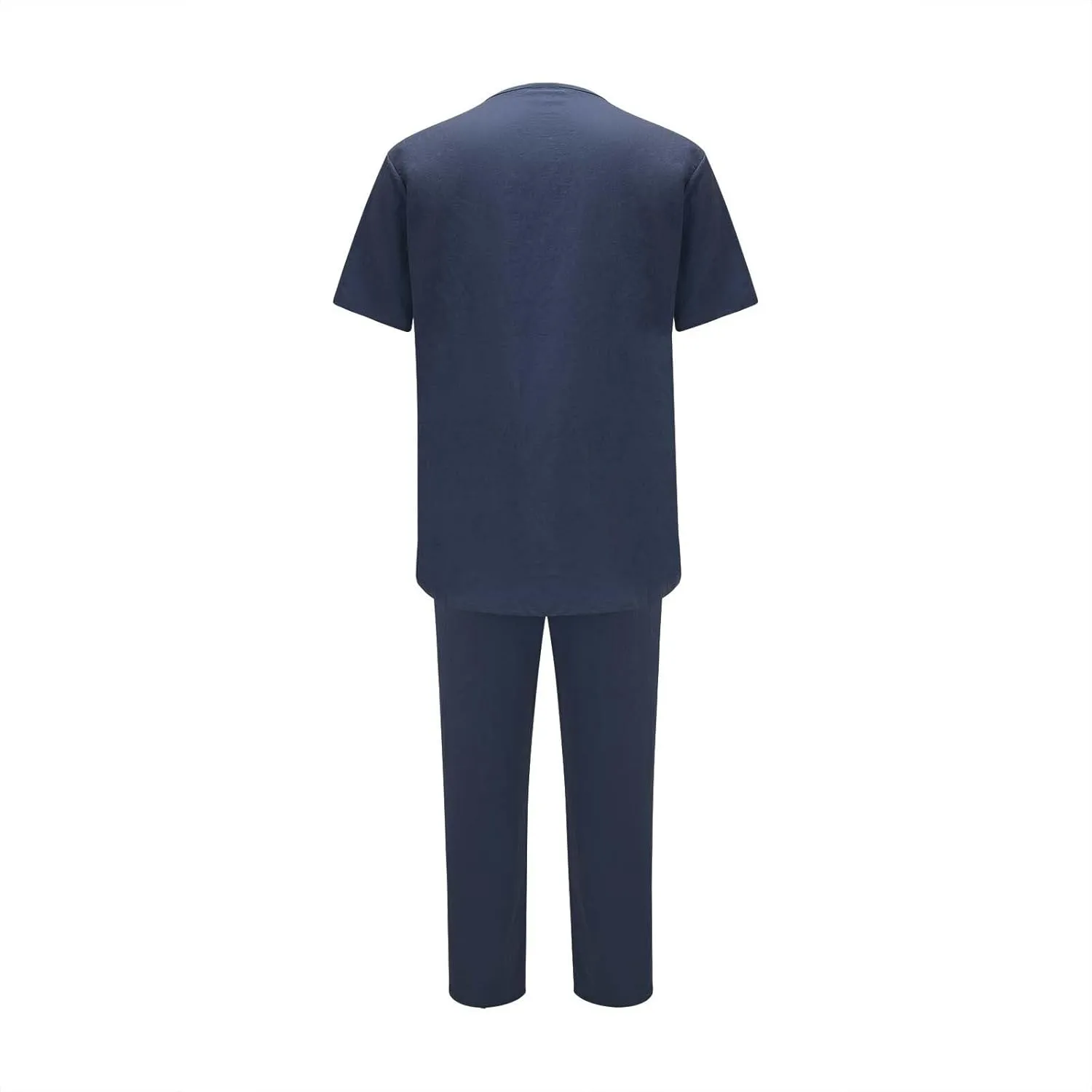 Casual Set for Mens 2 Piece Crew Neck Deep V Short Sleeve Tshirts Drawstring Pants Loose Cool Hiking Active Outfits