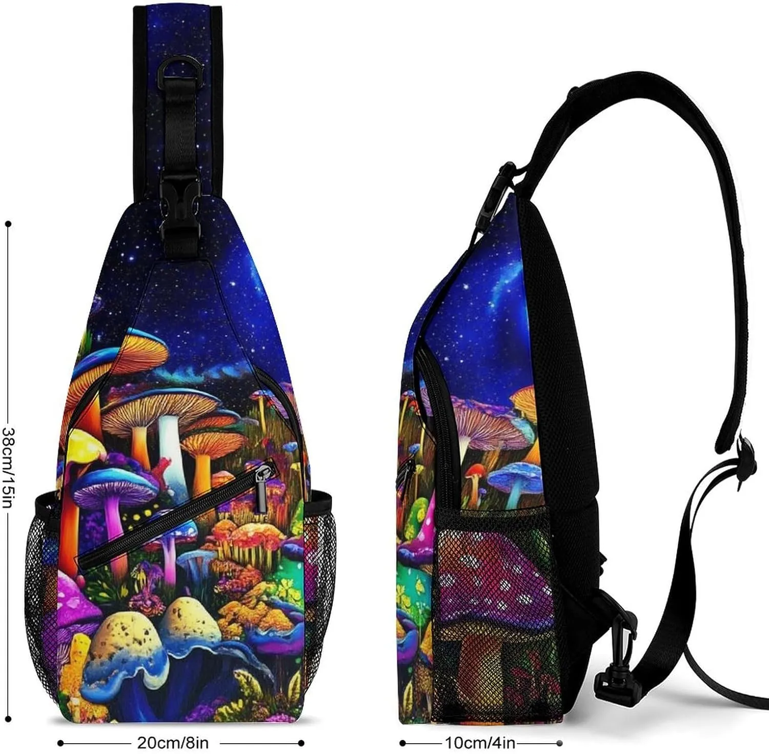 Casual Sling Bag for Men Women, Large Capacity Crossbody Bag Magic Mushroom Mushrooms Scenery Gym Shoulder Bag Travel Daypacks with Adjustable Strap