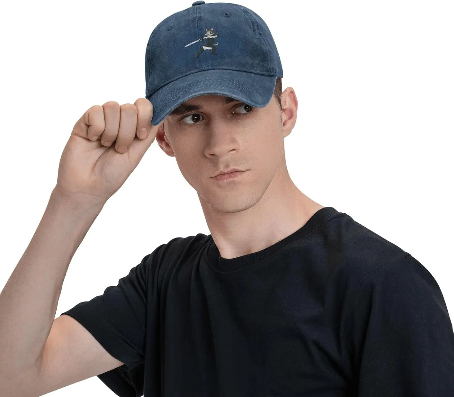Cat Lady Cartoon Character Baseball Cap for Men Women Adjustable Vintage Washed Cotton Dad Hat