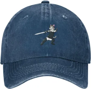 Cat Lady Cartoon Character Baseball Cap for Men Women Adjustable Vintage Washed Cotton Dad Hat