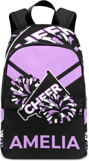 Cheerleader Purple 2 Personalized Backpack for Teen Boys Girls,Custom Travel Backpack Bookbag Casual Bag Name Gift