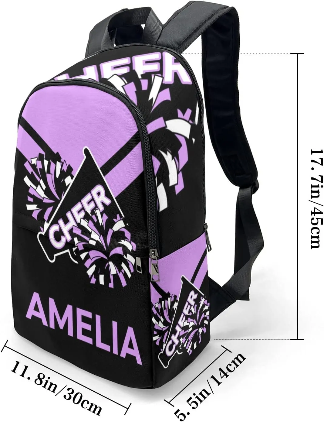 Cheerleader Purple 2 Personalized Backpack for Teen Boys Girls,Custom Travel Backpack Bookbag Casual Bag Name Gift