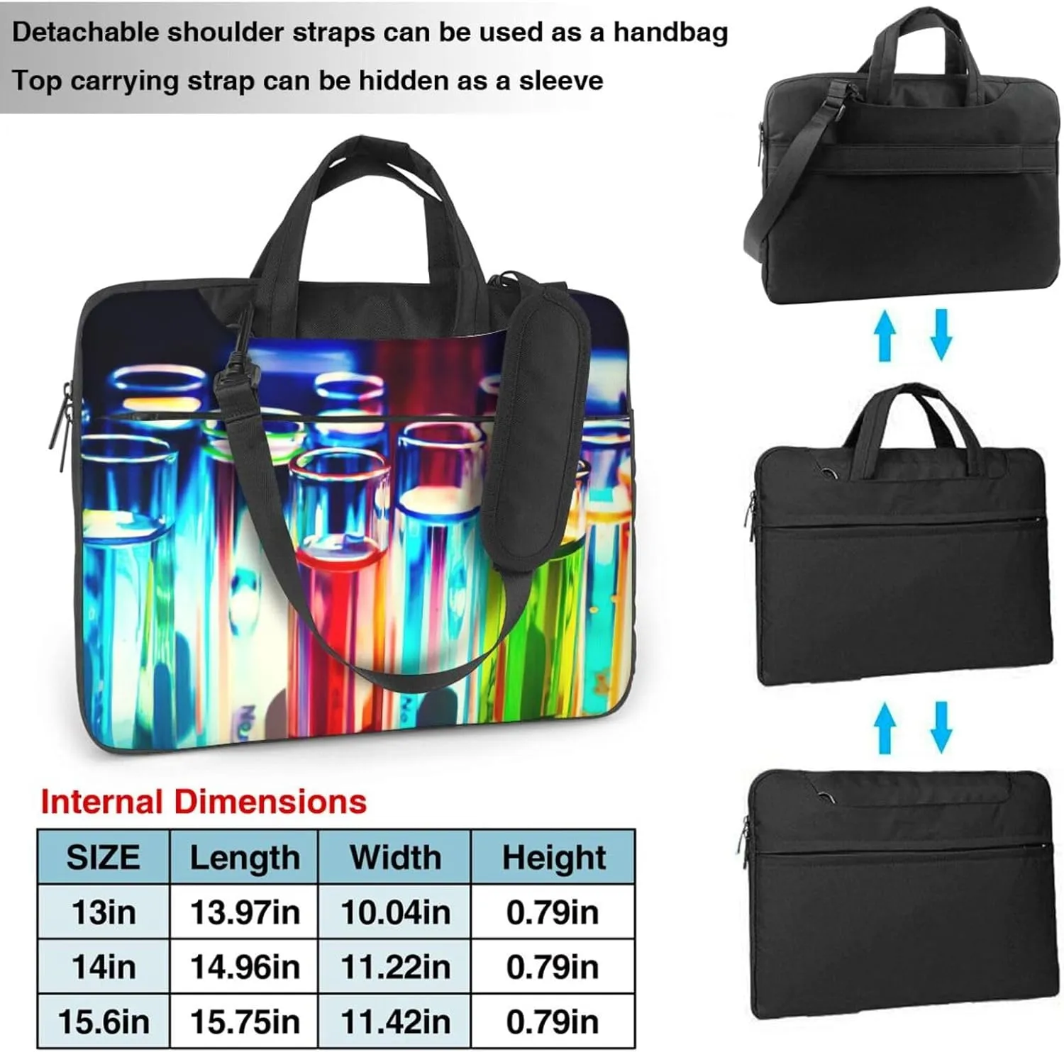 Chemistry Test Tube Print Laptop Bag,Can Use It Freely As A Shoulder Bag,Crossbody Bag,And Briefcase