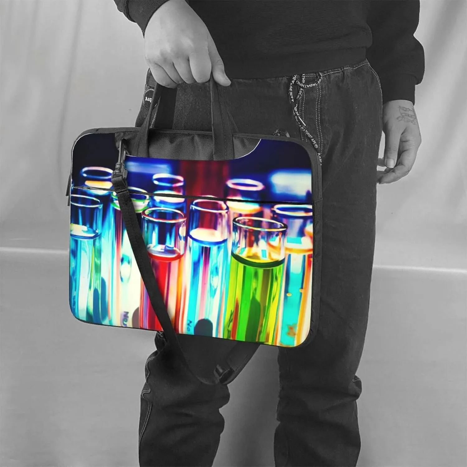 Chemistry Test Tube Print Laptop Bag,Can Use It Freely As A Shoulder Bag,Crossbody Bag,And Briefcase