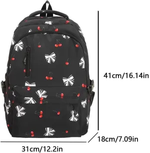 Cherry Print Backpack Casual Laptop Bag Bag for (White Style 5)