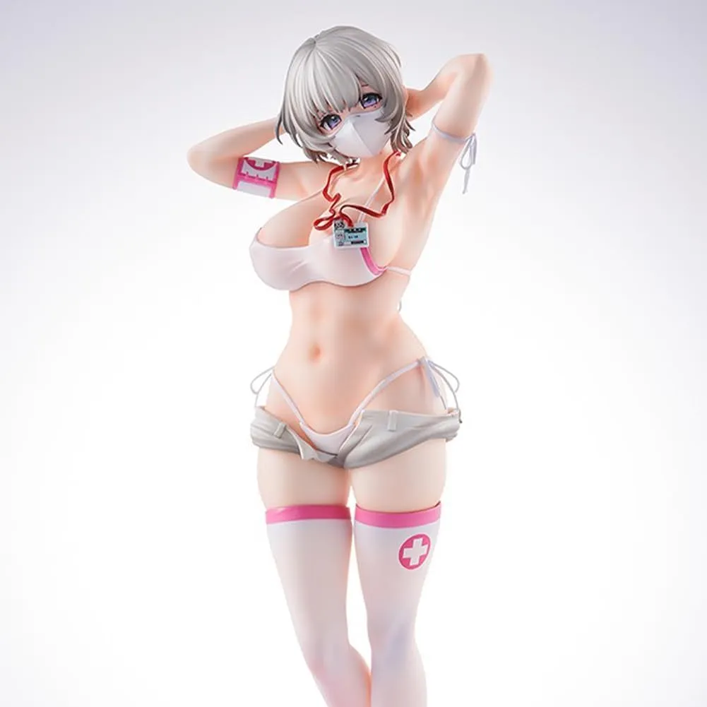 Chigusa Hoshikawa Figure Statue, 27cm Original Painting Figure Nurse Style Girl Figures Illustration Character Anime Figurine PVC Handmade Collectible Desktop Decoration