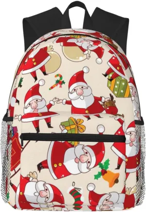 Christmas Cartoon Santa Claus print Lightweight and comfortable backpack Casual Laptop Backpack for Travel Hiking