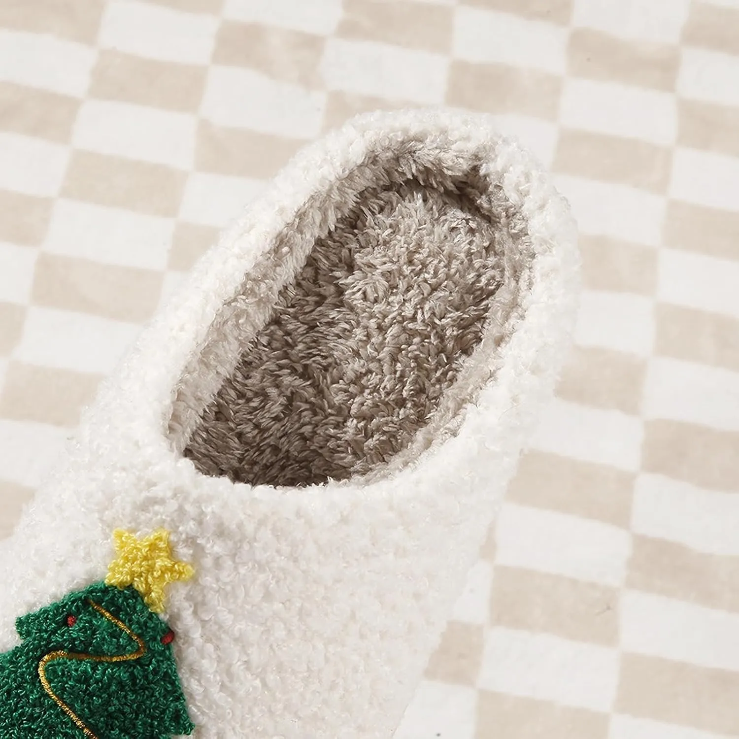Christmas Santa Reindeer Slippers - Soft Plush Fuzzy Cozy House Slippers for Women Men Indoor Outdoor Shoes