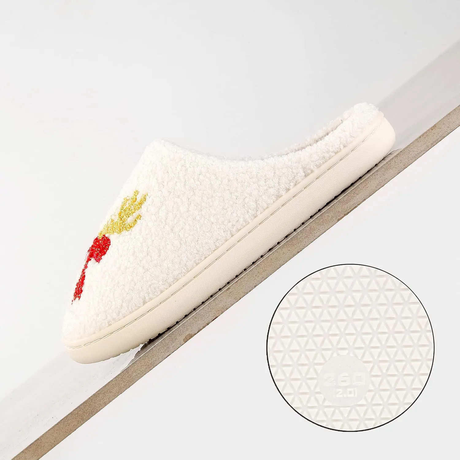 Christmas Santa Reindeer Slippers - Soft Plush Fuzzy Cozy House Slippers for Women Men Indoor Outdoor Shoes