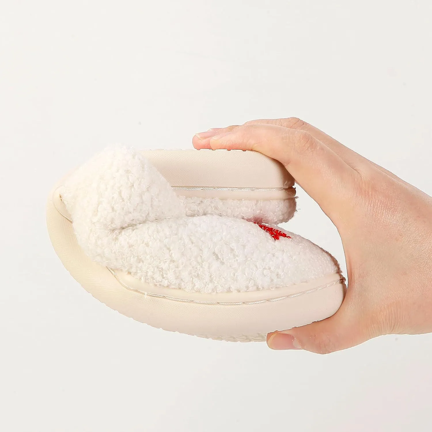 Christmas Santa Reindeer Slippers - Soft Plush Fuzzy Cozy House Slippers for Women Men Indoor Outdoor Shoes