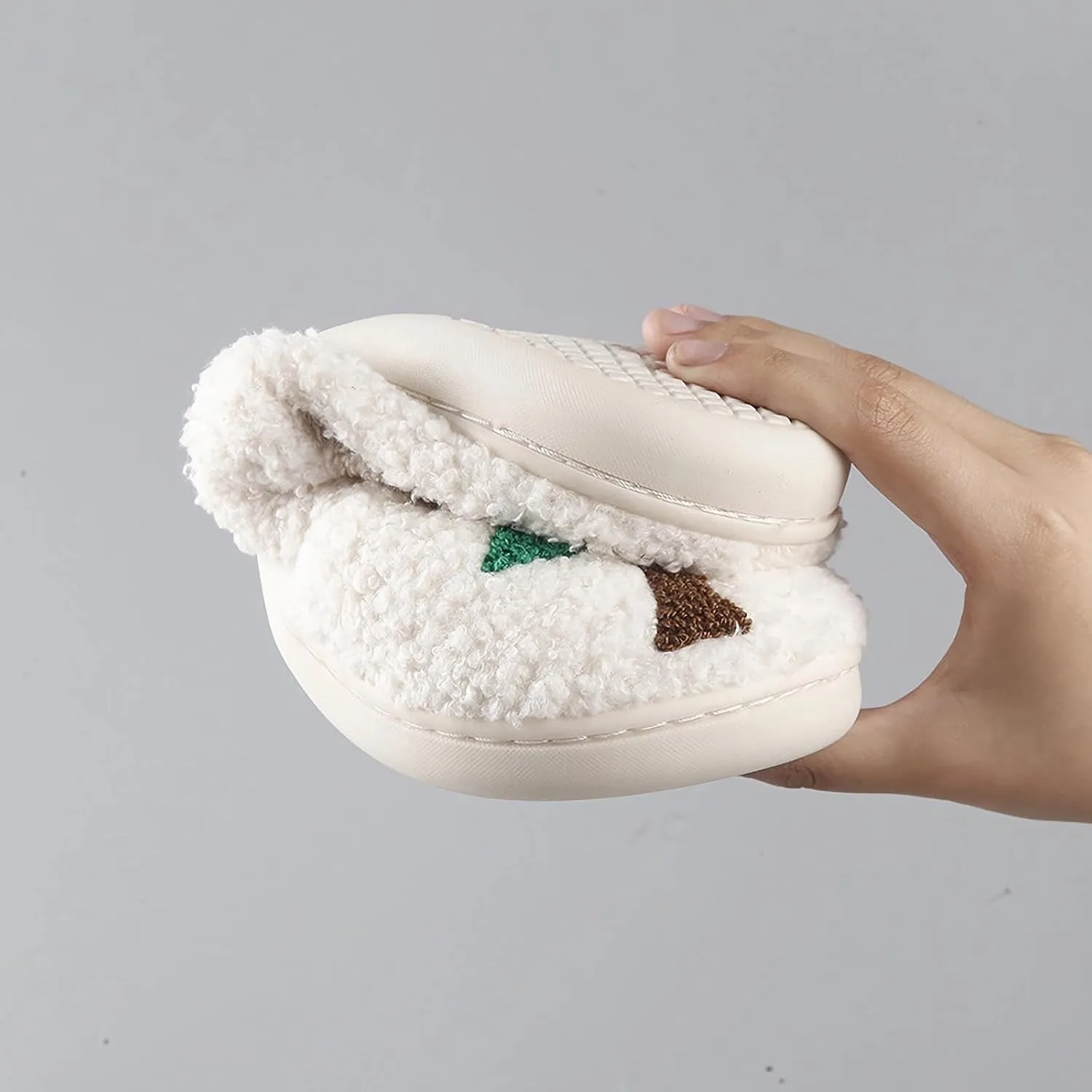 Christmas Santa Reindeer Slippers - Soft Plush Fuzzy Cozy House Slippers for Women Men Indoor Outdoor Shoes