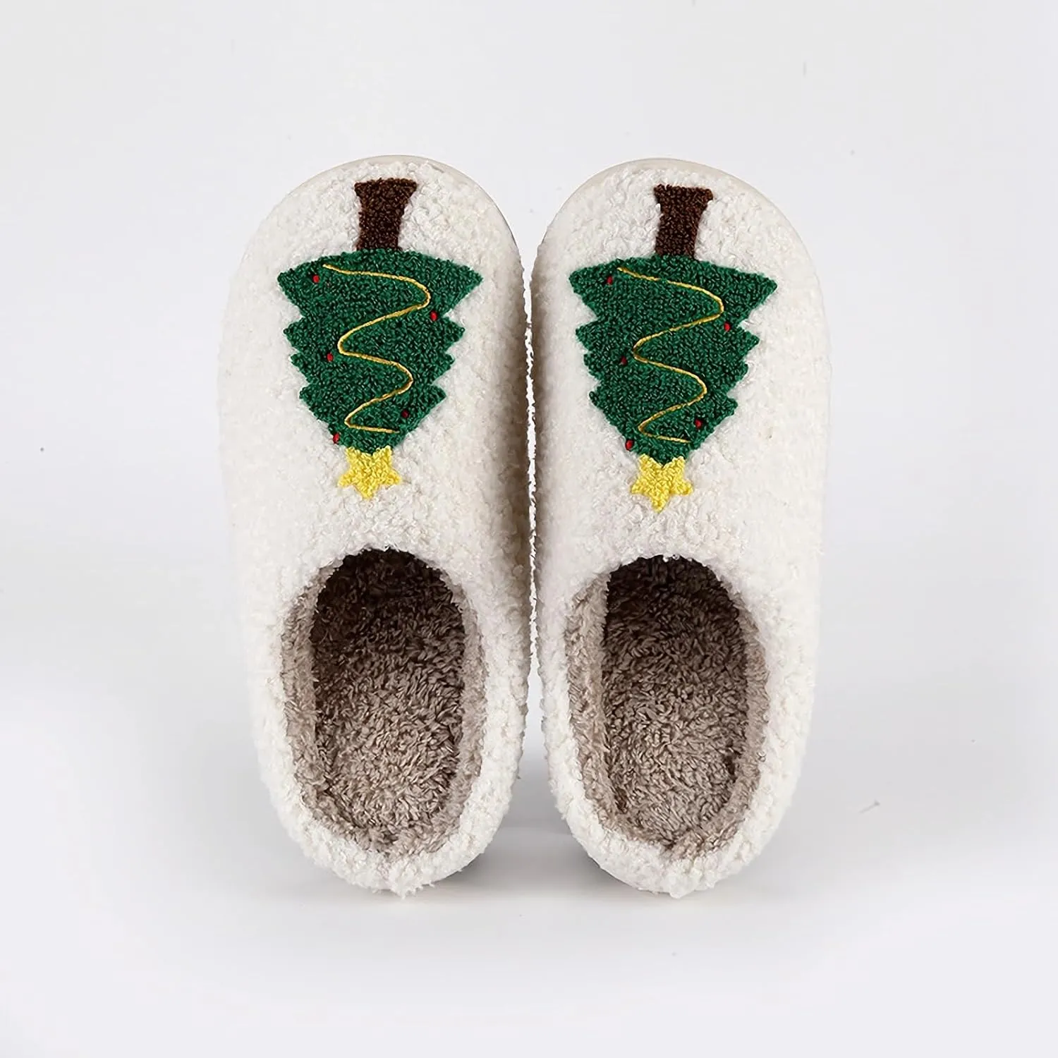 Christmas Santa Reindeer Slippers - Soft Plush Fuzzy Cozy House Slippers for Women Men Indoor Outdoor Shoes