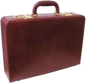 City Sleek Executive Faux Leather Attached Case, Two-Tone Brown, Expandable Depth, Velvet Lining, Combination Lock, Top Comfort-Grip Handle