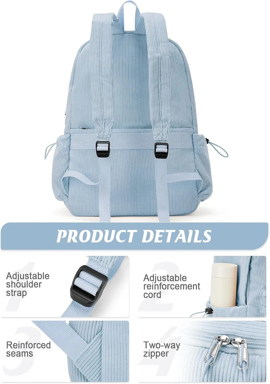 Classic Backpack For School Girls Boys Backpack with USB Charging Port College Back pack Lightweight Casual Daypacks Cute High School Bookbag for Students(Blue)