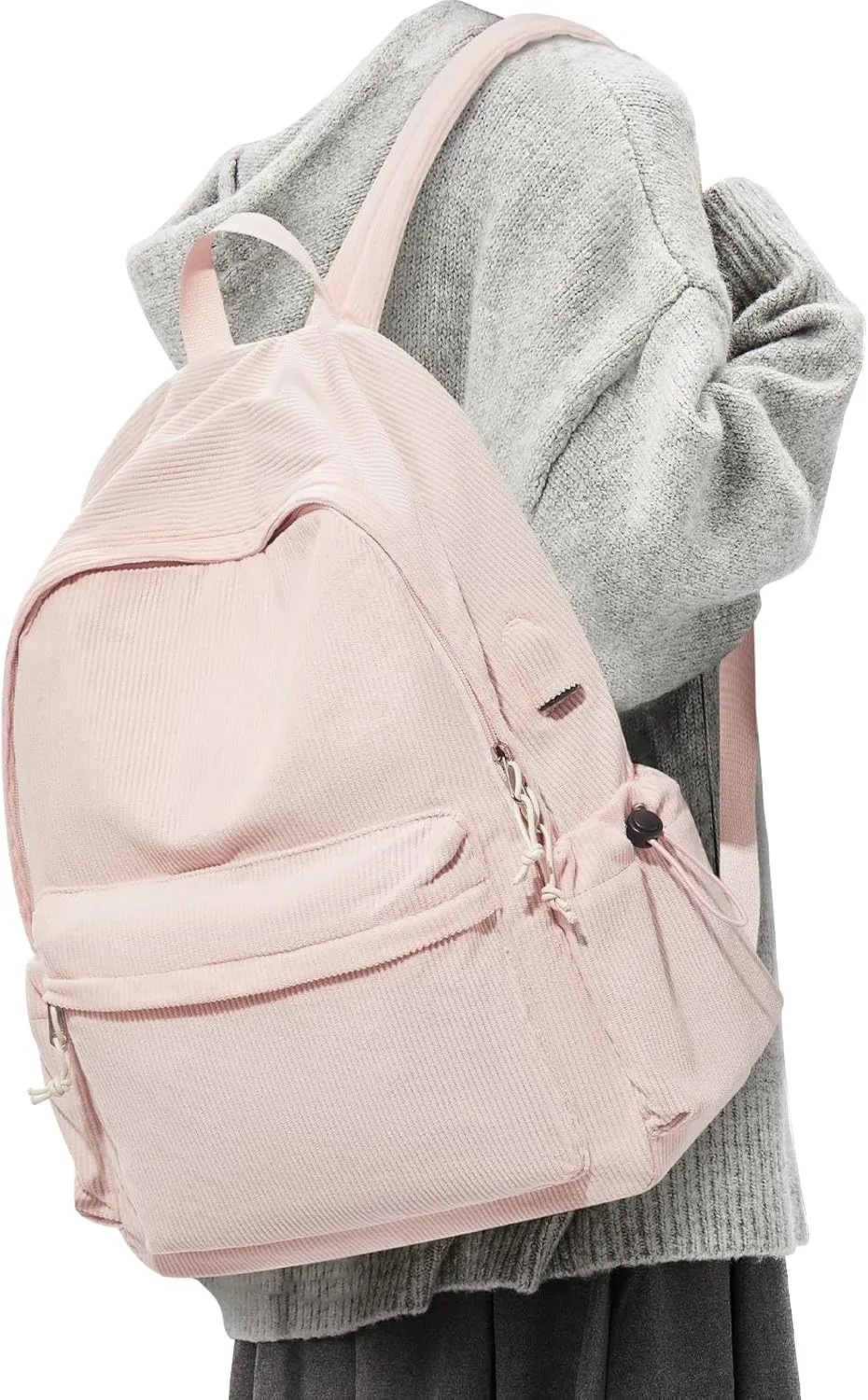 Classic Backpack For School Girls Boys Backpack with USB Charging Port College Back pack Lightweight Casual Daypacks Cute High School Bookbag for Students(Pink)