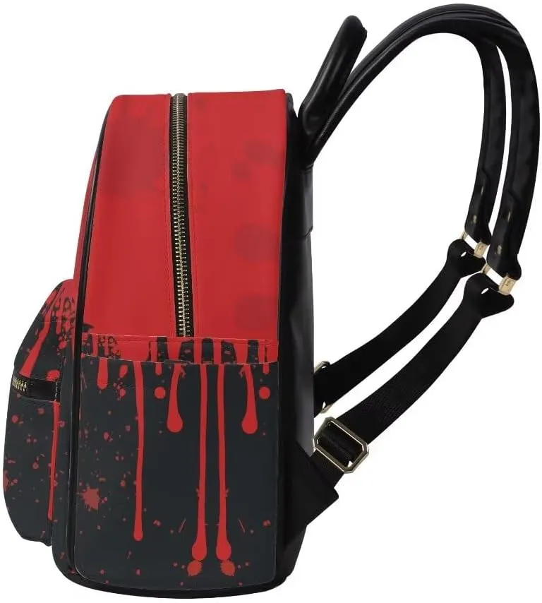 Coldinair Gothic Bloody Women Backpack Purse Small Leather Backpack Purse for Women Multipurpose Mini Casual Daypack Backpacks Shoulder Bag for School Travel,Waterproof
