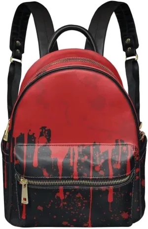 Coldinair Gothic Bloody Women Backpack Purse Small Leather Backpack Purse for Women Multipurpose Mini Casual Daypack Backpacks Shoulder Bag for School Travel,Waterproof