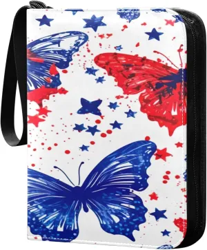 Colorful Butterfly Collectible Trading Card Albums,4-Pocket Card Binder with 50 Removable Sleeves with Zipper Game Card Collection Binder Album Holder