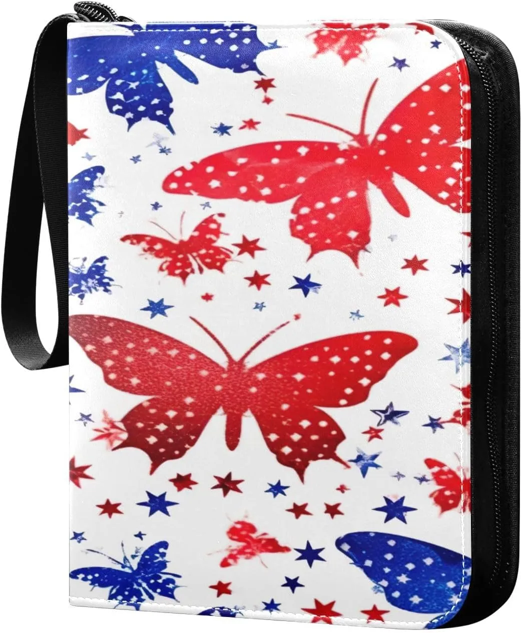 Colorful Butterfly Collectible Trading Card Albums,4-Pocket Card Binder with 50 Removable Sleeves with Zipper Game Card Collection Binder Album Holder