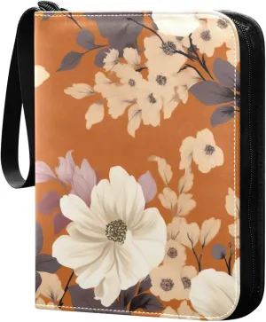 Colorful Flowers Collectible Trading Card Albums,4-Pocket Card Binder with 50 Removable Sleeves with Zipper Game Card Collection Binder Album Holder