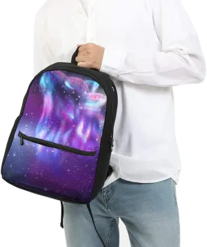 Colorful Galaxy Wolf Girls 17 Inch Plus Backpacks School kids Bookbag Children Casual Daypack Laptop Bag Travel Shoulder Bag for Unisex Teens Women Boys
