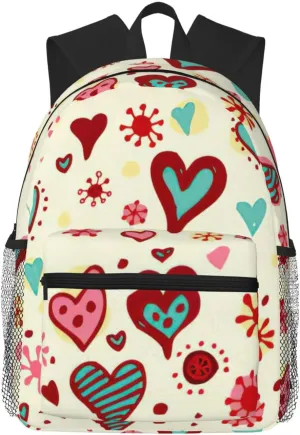 Colorful Heart Pattern print Lightweight and comfortable backpack Casual Laptop Backpack for Travel Hiking