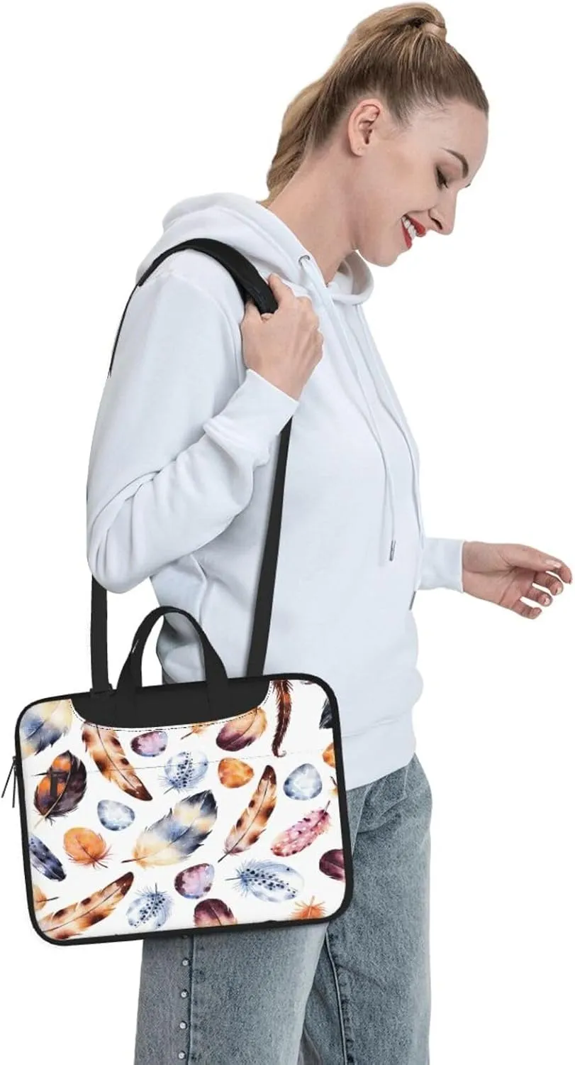 Colorful Peacock Feather Print Print Laptop Bag,Can Use It Freely As A Shoulder Bag,Crossbody Bag,And Briefcase