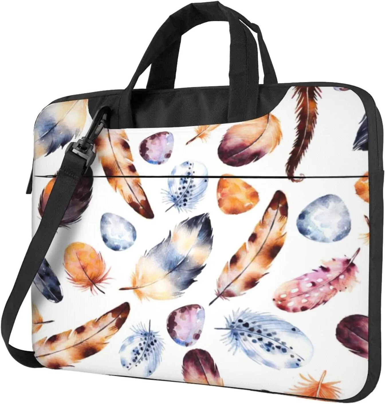 Colorful Peacock Feather Print Print Laptop Bag,Can Use It Freely As A Shoulder Bag,Crossbody Bag,And Briefcase