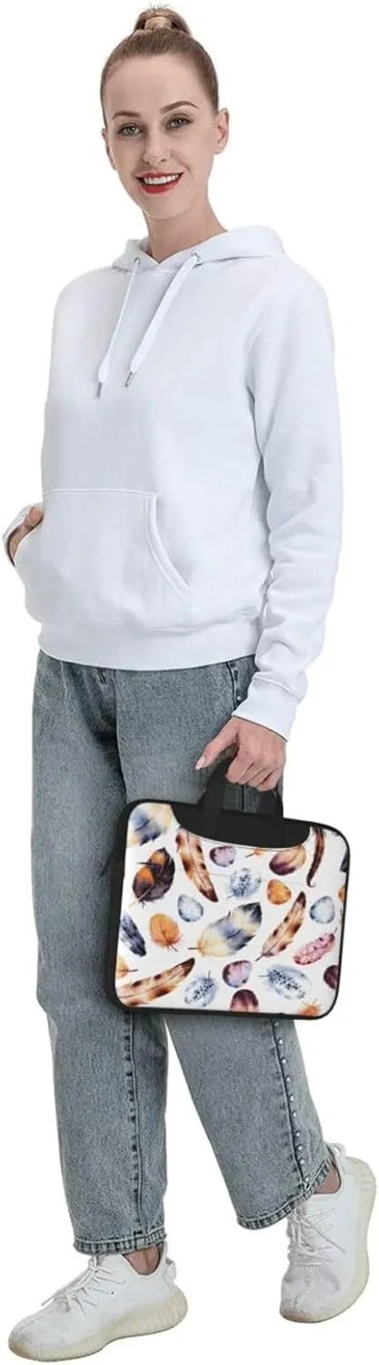 Colorful Peacock Feather Print Print Laptop Bag,Can Use It Freely As A Shoulder Bag,Crossbody Bag,And Briefcase