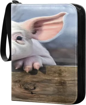 Colorful Pig Collectible Trading Card Albums,4-Pocket Card Binder with 50 Removable Sleeves with Zipper Game Card Collection Binder Album Holder