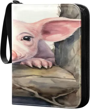 Colorful Pig Collectible Trading Card Albums,4-Pocket Card Binder with 50 Removable Sleeves with Zipper Game Card Collection Binder Album Holder